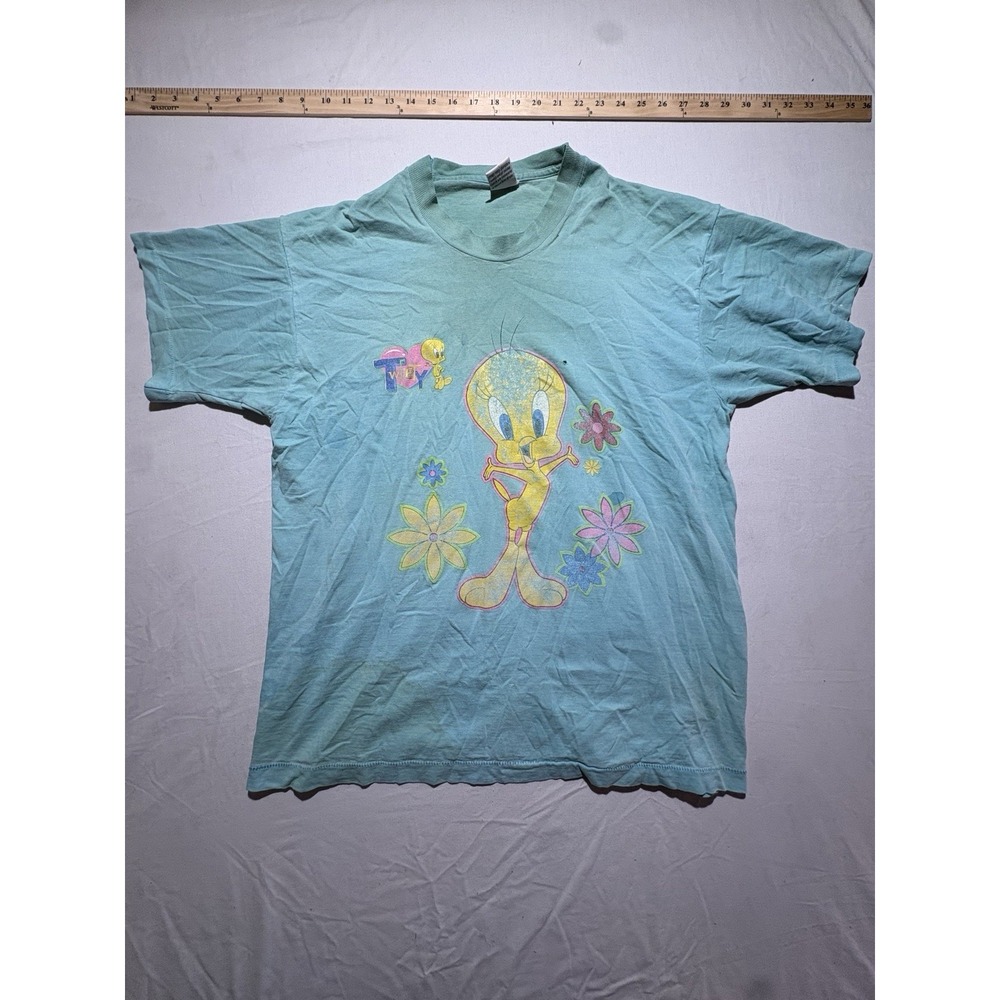 Vintage 1997 Looney Tunes Tweety Bird Single Stitch T Shirt Blue Large